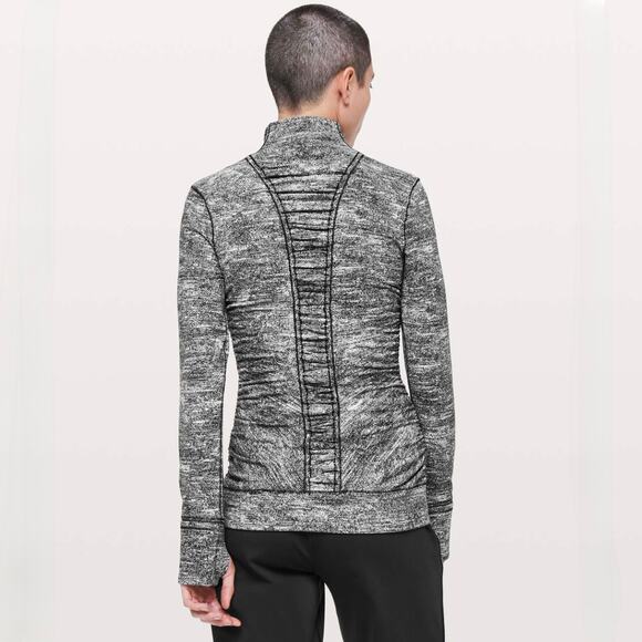 Lululemon Athletica Cypress Kiss 1/2‎ Zip Rush Jacquard Black White Size 8 Top - Picture 4 of 16